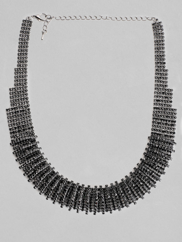 Bold Rhinestone Studded Statement Necklace