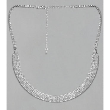 Rubans Silver Toned Handcrafted Rhinestone Necklace