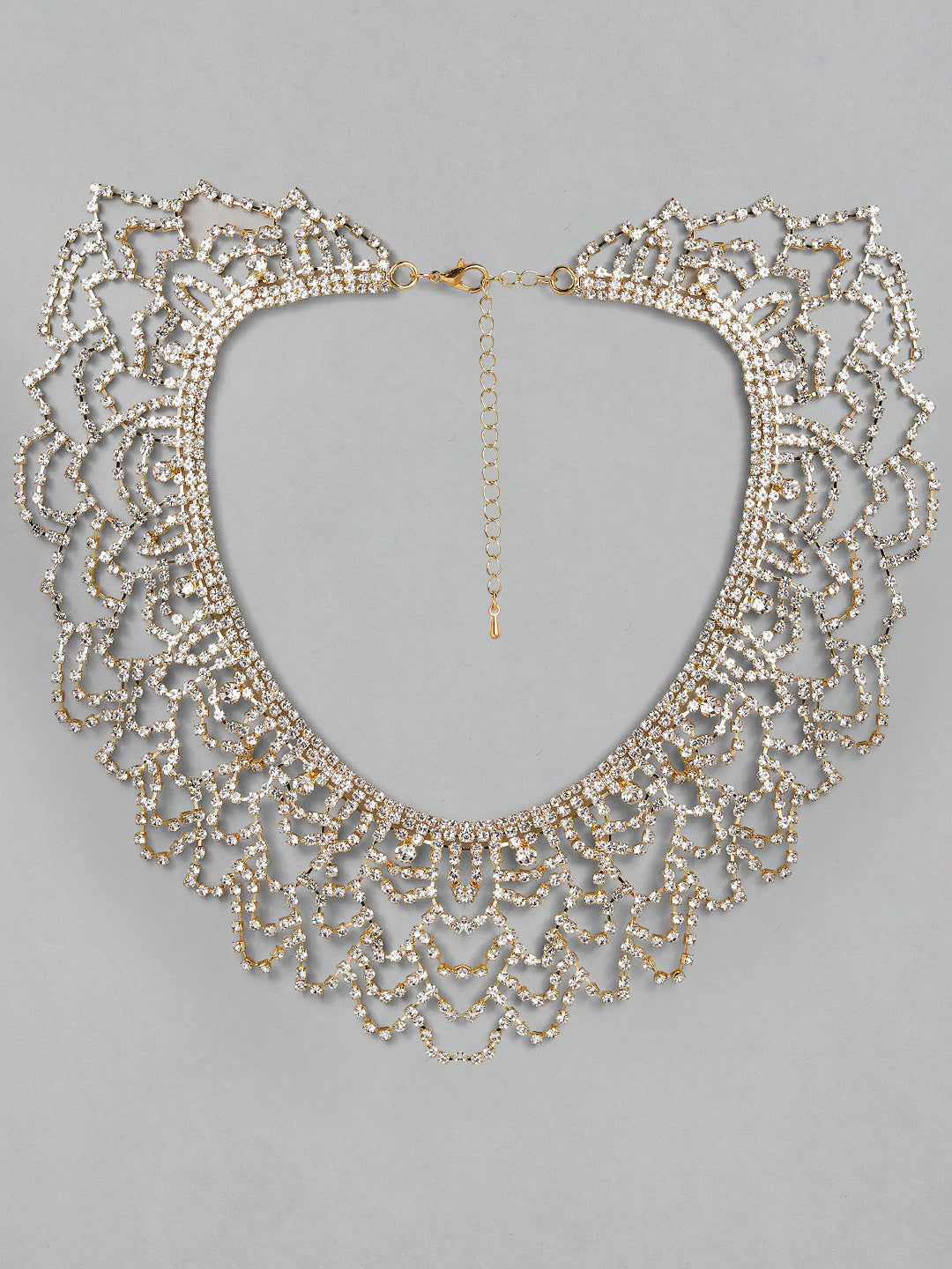 Rubans Gold Toned Handcrafted Zircon Stone Necklace