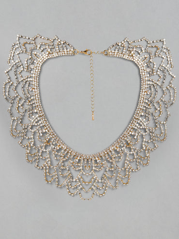 Rubans Gold Toned Handcrafted Zircon Stone Necklace