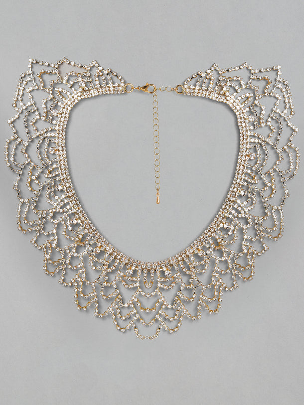 Rubans Gold Toned Handcrafted Zircon Stone Necklace