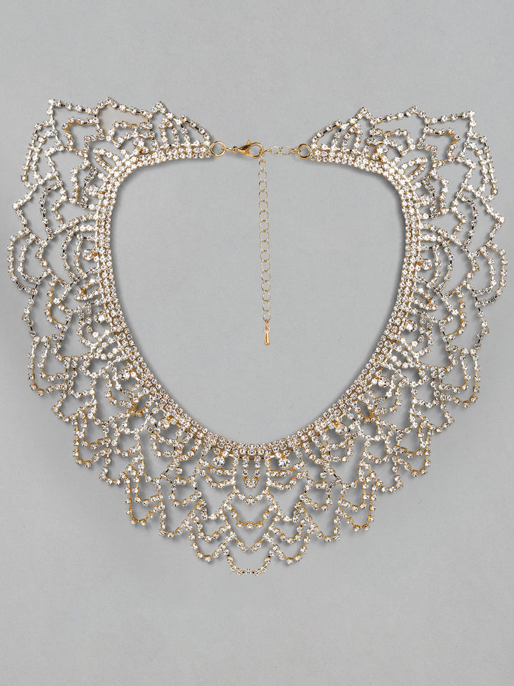 Rubans Gold Toned Handcrafted Zircon Stone Necklace