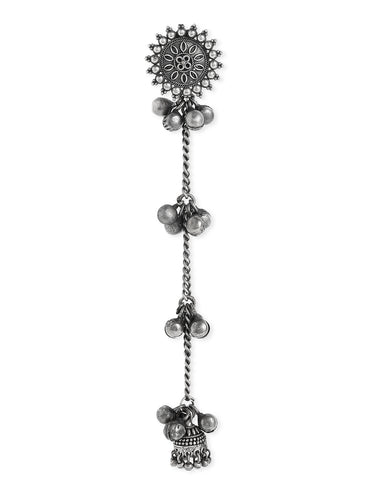 Rubans Oxidised Silver Plated Handcrafted Filigree Drop Earrings