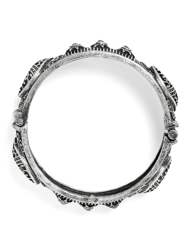 Rubans Oxidised Filigree Silver Plated Handcrafted Peacock Bracelet