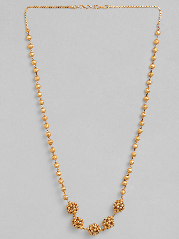 Rubans 24 K Gold-Plated Handcrafted Gold Beaded Matar Mala Style Necklace