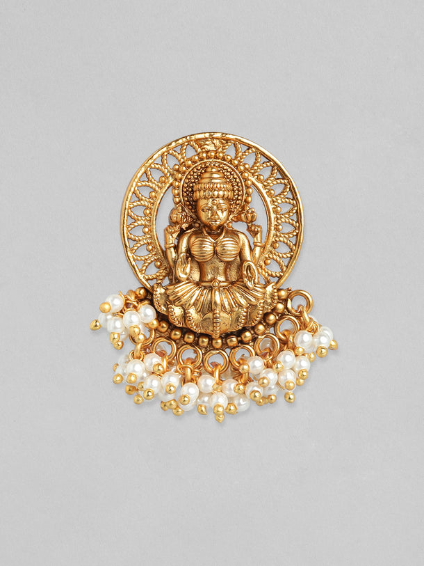 Rubans 24K Gold Plated Handcrafted Filigree Divine Lakshmi Earrings