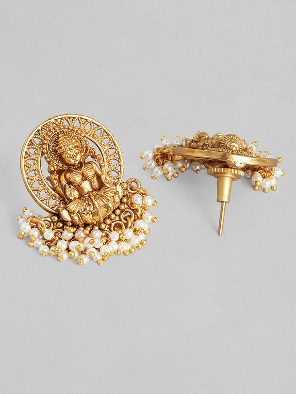 Rubans 24K Gold Plated Handcrafted Filigree Divine Lakshmi Earrings