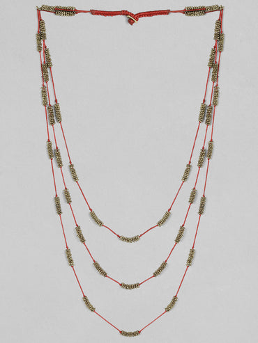 Rubans Voguish Antique Polished Red Multi layered necklace.