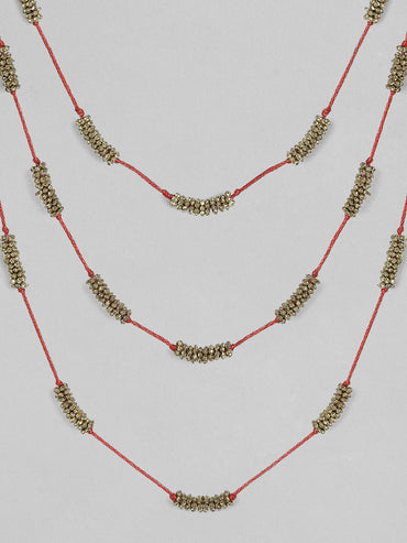 Rubans Voguish Antique Polished Red Multi layered necklace.