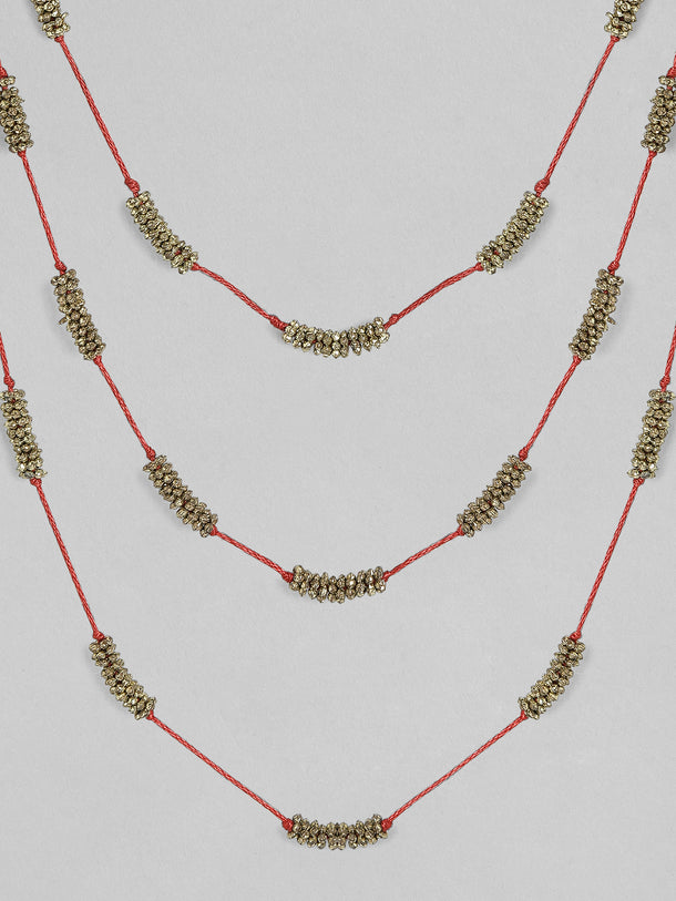 Rubans Voguish Antique Polished Red Multi layered necklace.