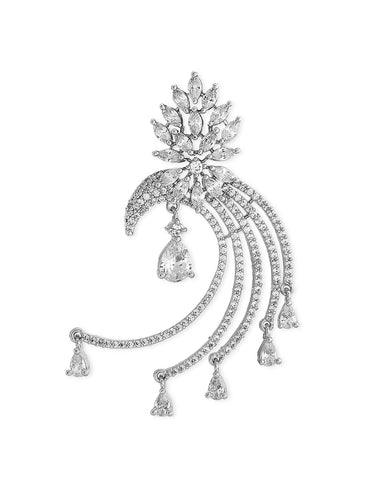 Rubans Silver-Plated White AD Drop Earrings