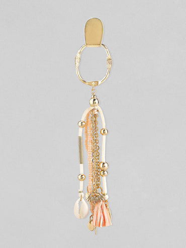 Rubans Voguish Gold Plated Handcrafted Pink Beaded Drop Earrings.
