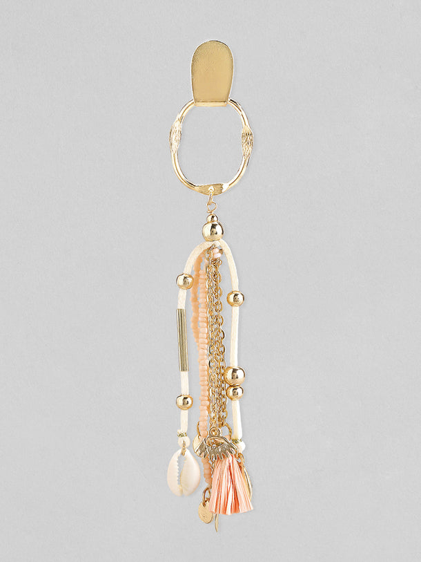Rubans Voguish Gold Plated Handcrafted Pink Beaded Drop Earrings.