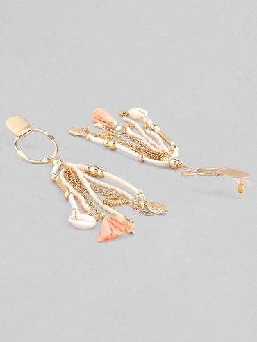 Rubans Voguish Gold Plated Handcrafted Pink Beaded Drop Earrings.