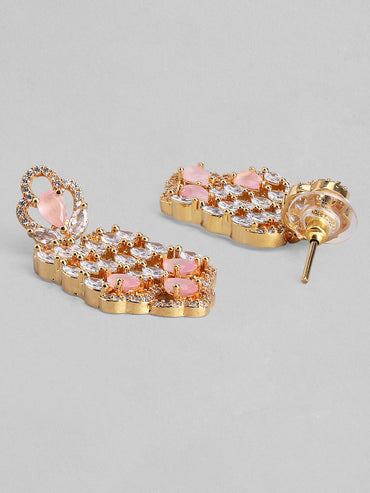 Pink Teardrop American Diamond Zirconia Necklace Set