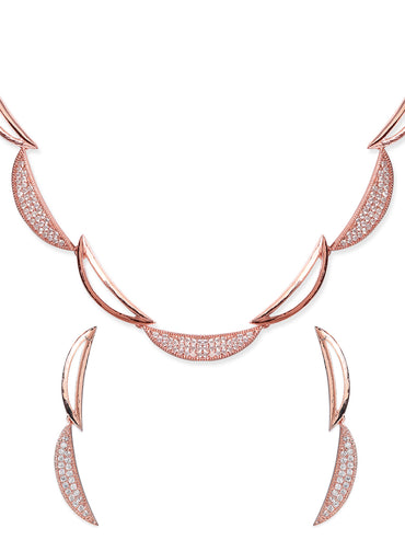 Rubans Rose Gold Plated Zirconia Stone Studded Handcrafted Necklace Set.