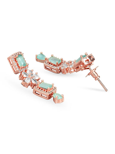 Rubans 22K Rose Gold Plated Mint Green Sapphire & Cubic Zirconia Studded Jewelry Set Design