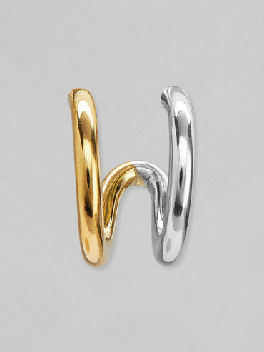 Rubans Voguish 18K Gold And Rhodium Plated Stainless Steel Waterproof Stud Earrings.
