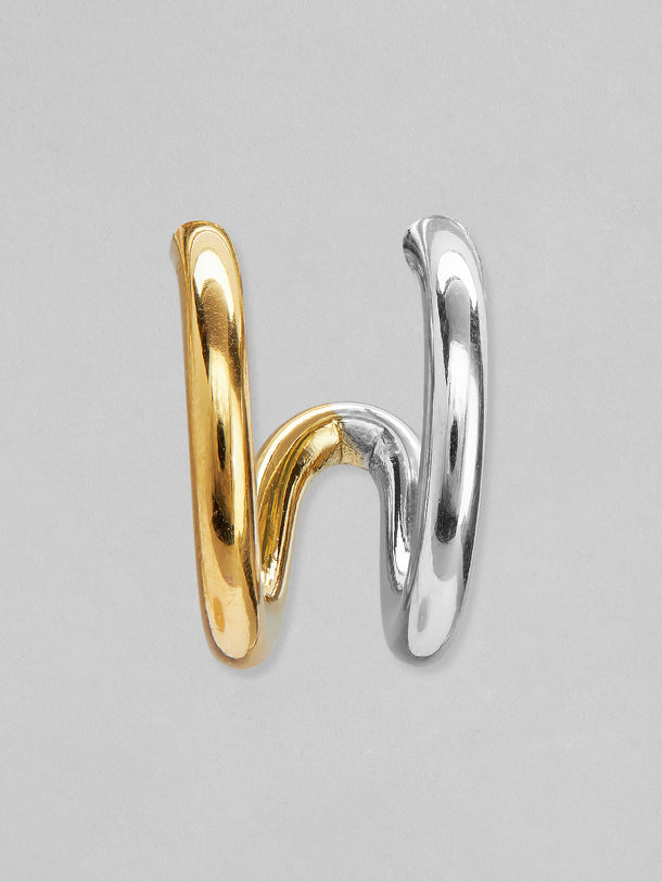 Rubans Voguish 18K Gold And Rhodium Plated Stainless Steel Waterproof Stud Earrings.