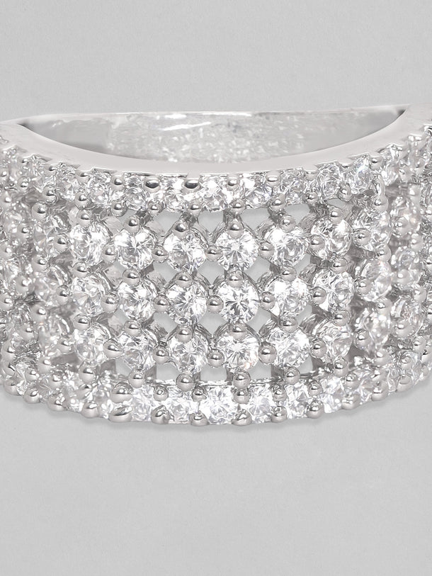 Pave American Diamond Zirconia Statement Ring