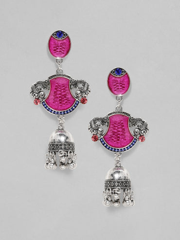 Artisan Crafted Red Enamelled Jhumka