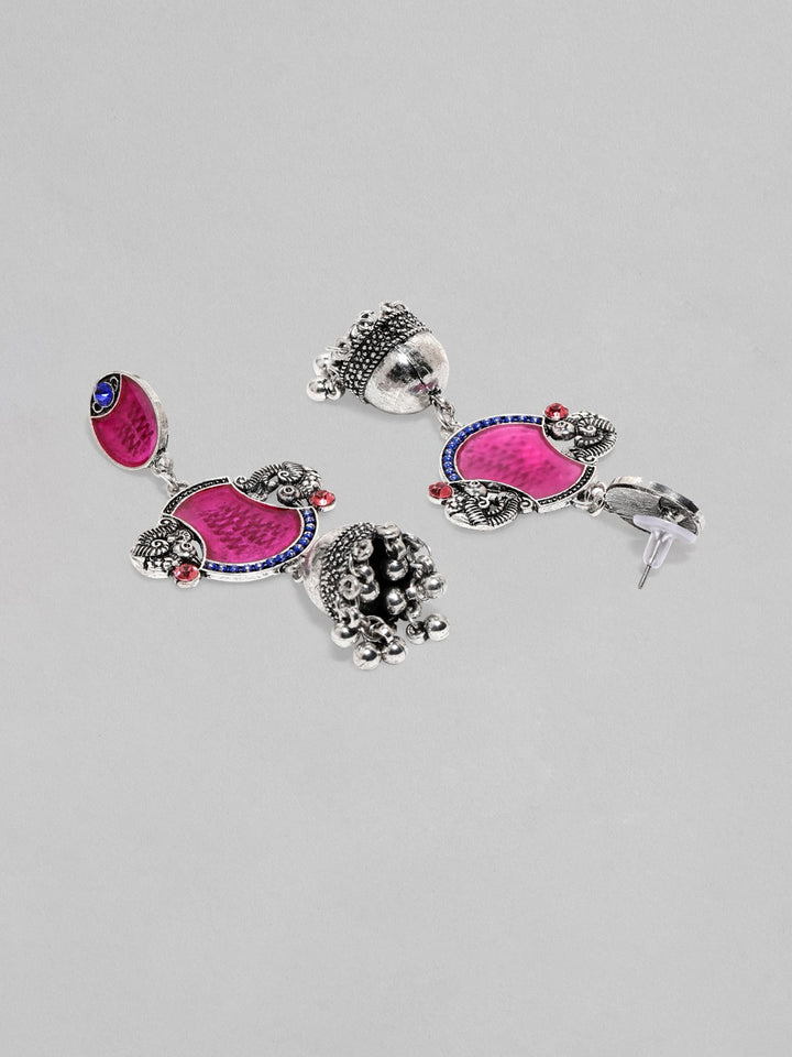 Artisan Crafted Red Enamelled Jhumka