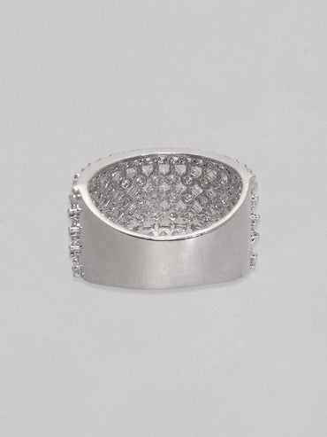 Pave American Diamond Zirconia Statement Ring