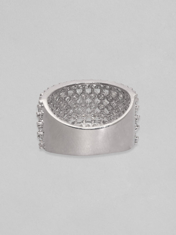 Pave American Diamond Zirconia Statement Ring