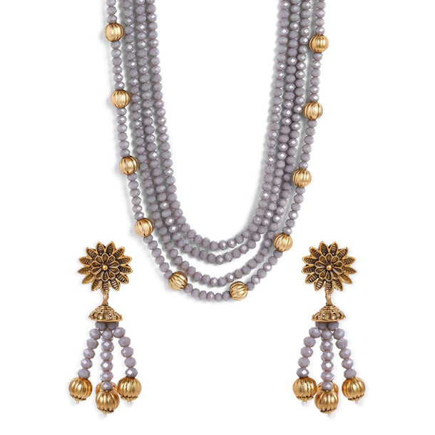 Rubans Gold Plated Crystal Beads Embellished Statement Necklace Set