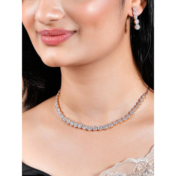 Rubans 22K Gold Polish AD Necklace set.