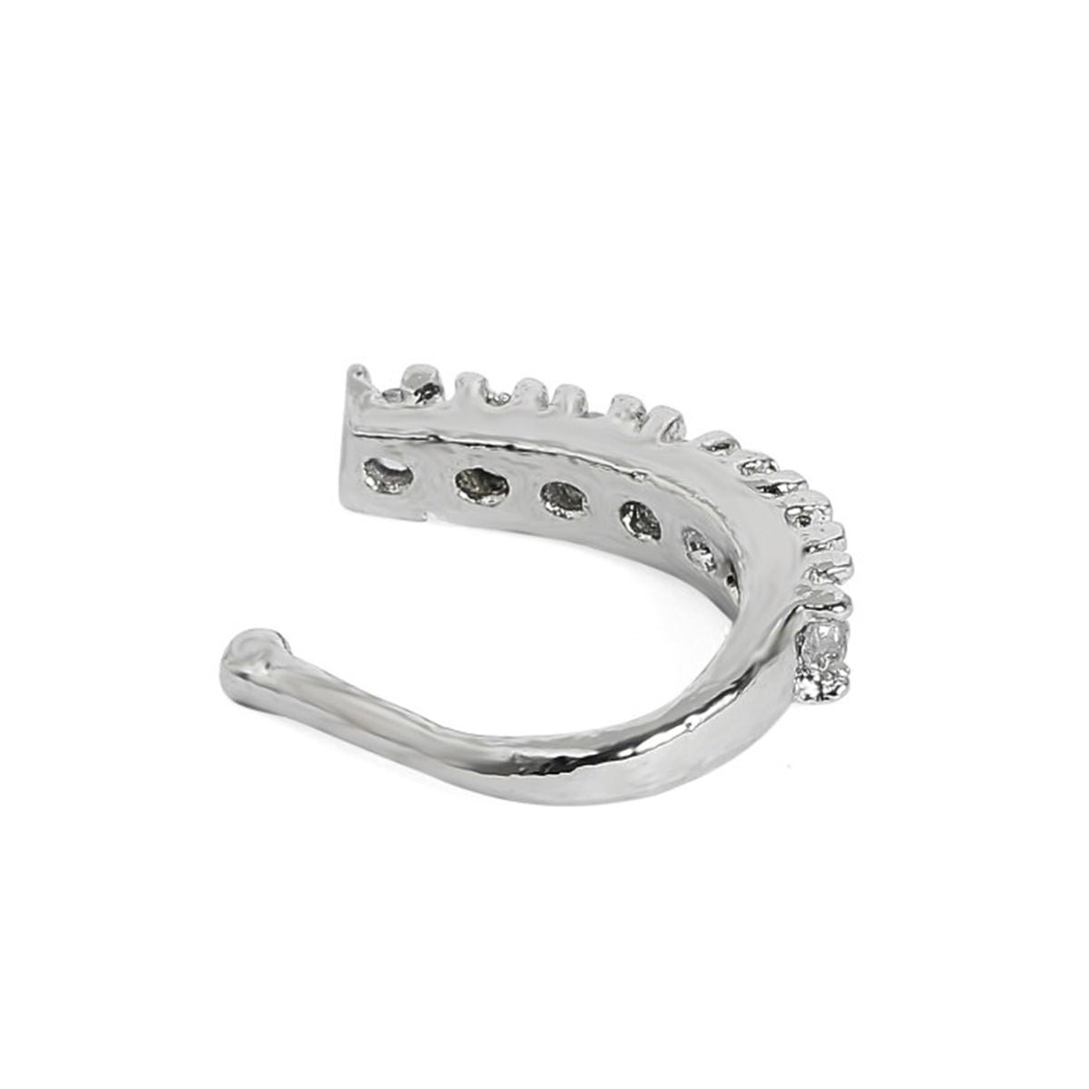 Rubans Silver-Plated White Cubic Zirconia- Stone Studded Handcrafted Adjustable Nose Clip