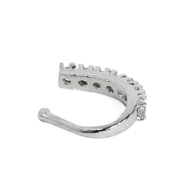 Rubans Silver-Plated White Cubic Zirconia- Stone Studded Handcrafted Adjustable Nose Clip