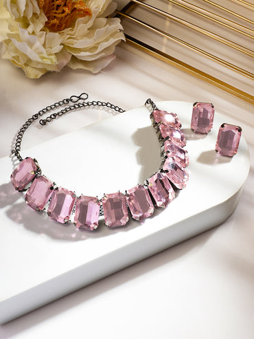 Pink Crystal Necklace Set