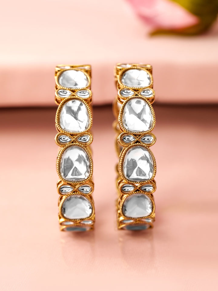 Polki Style White Kundan Bangles