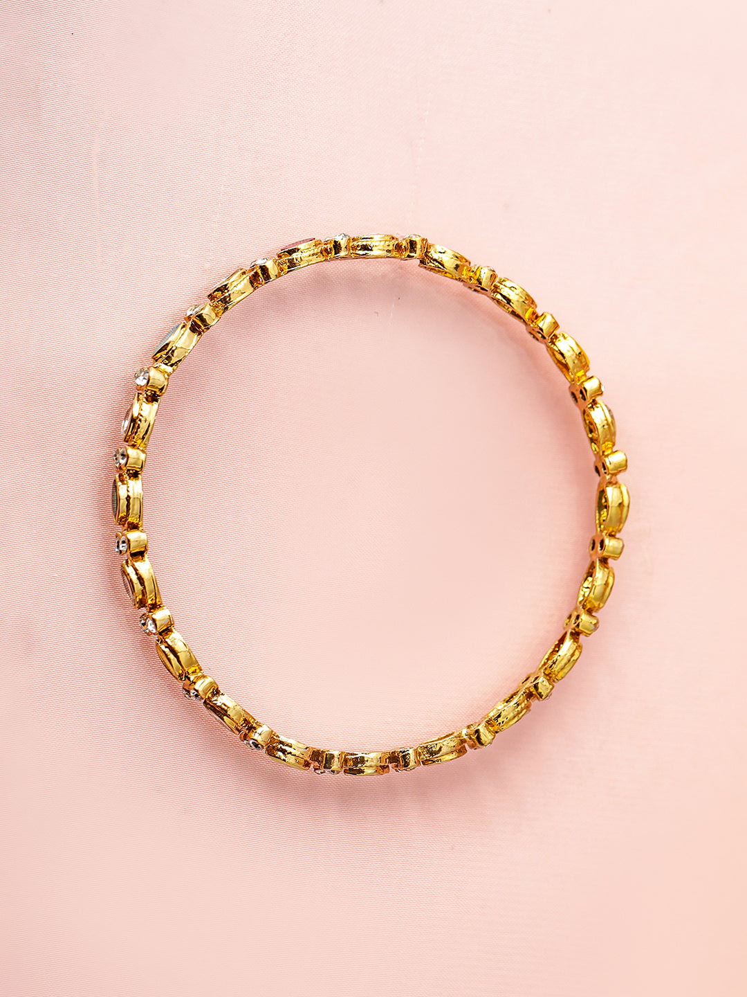 Rubans Set of 4 18K Mehandi Gold-Plated Multicolor Kundan & Gemstone Studded Bangles