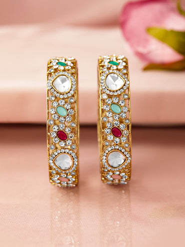 Colour Petal Kundan Bangles