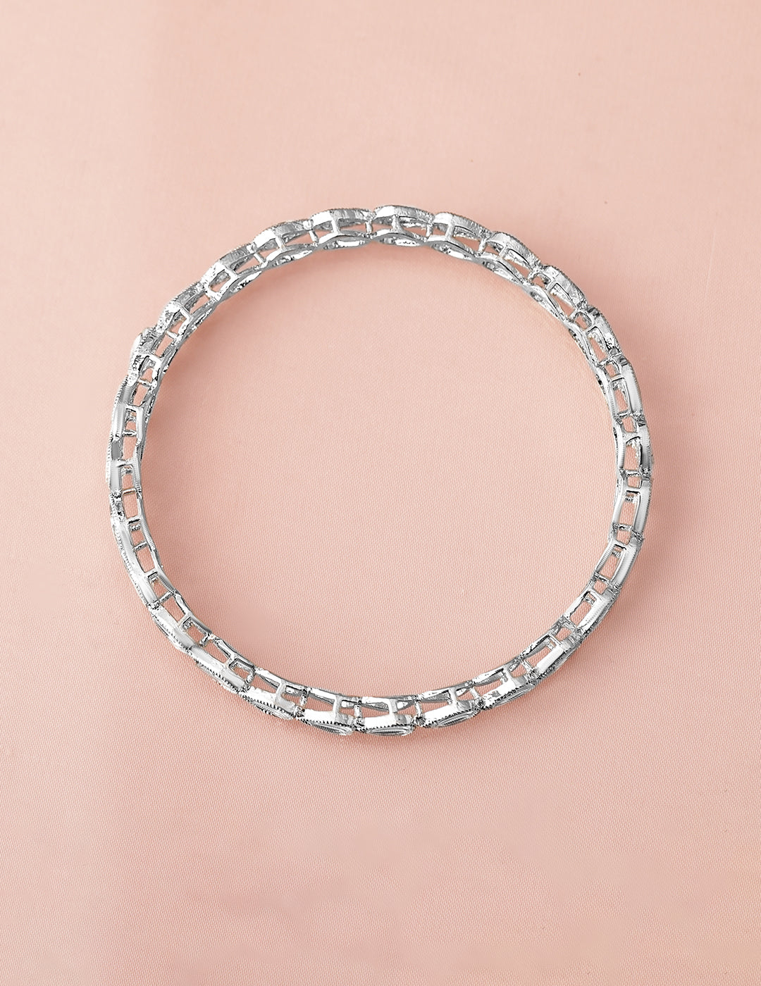 Rubans Set of 4 Rhodium-Plated Crystal White Kundan & Cubic Zirconia Studded Bangle