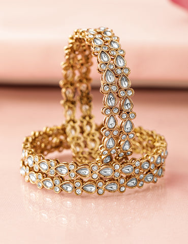 Ivory Elegance Kundan Bangles