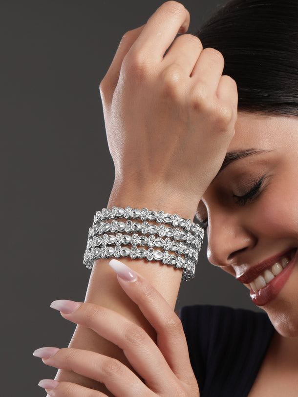 White Radiance Kundan Bangles