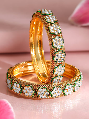 Green Enamel Kundan Bangles