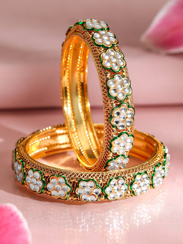 Green Enamel Kundan Bangles