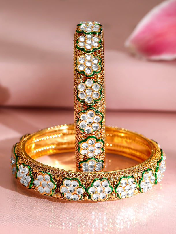 Green Enamel Kundan Bangles