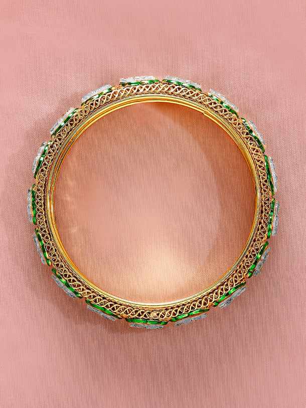Green Enamel Kundan Bangles