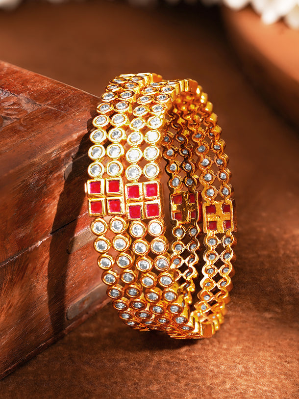 Bridal Ruby Kundan Bangles Set
