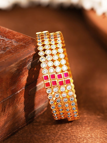 Bridal Ruby Kundan Bangles Set