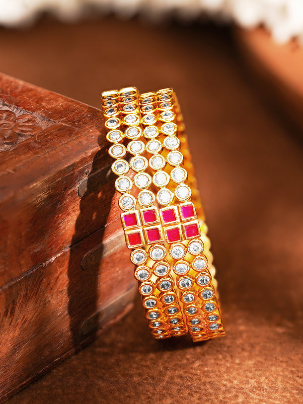 Bridal Ruby Kundan Bangles Set