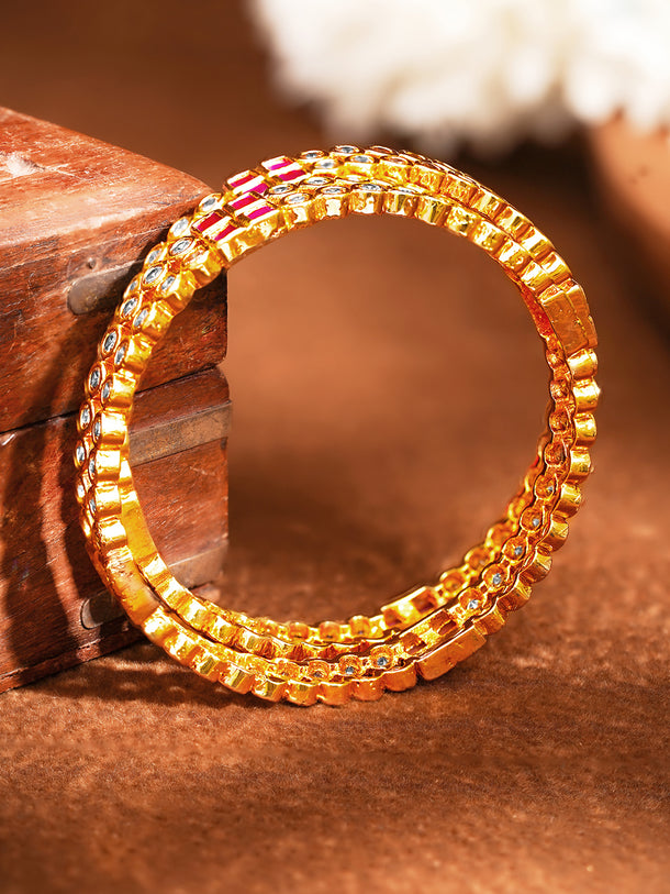 Bridal Ruby Kundan Bangles Set