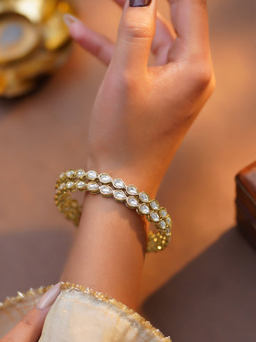 Rubans Set of 2 Gold Plated Kundan Bangles
