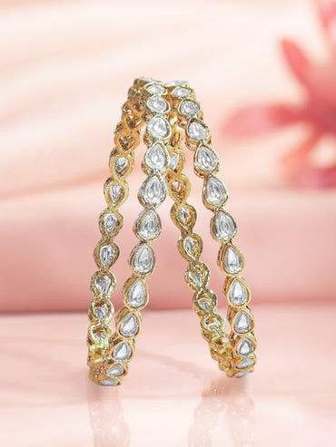 Rubans Set of 2 Gold Plated Kundan Bangles