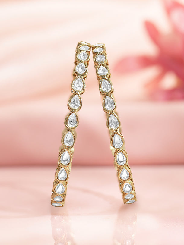 Rubans Set of 2 Gold Plated Kundan Bangles